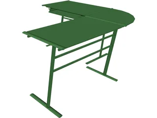 Desk Glass Top Contemporary 3D Model preview