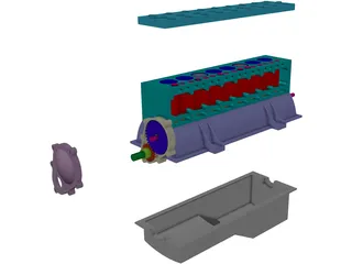 Flathead Straight 8 Engine 3D Model preview