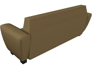 Couch Leather Art Decco 3D Model preview