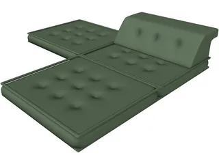 Floor Futon and Pillows 3D Model preview
