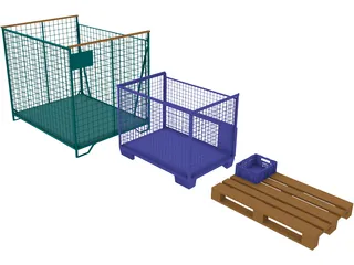 Loads [Lattice Boxes and Europallet] 3D Model preview