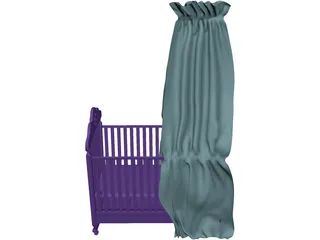 Baby Cradle 3D Model preview