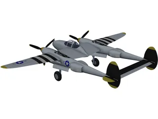 Lockheed P-38 Lightning 3D Model preview