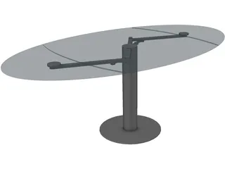 Oval Glass Table 3D Model preview