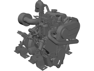 Yanmar 2cyl Engine 3D Model preview