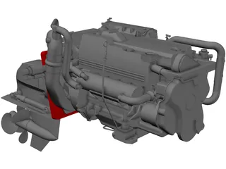 Yanmar Diesel Engine 3D Model preview