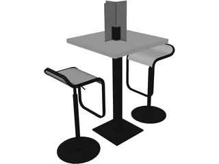 Barstool with Table 3D Model preview