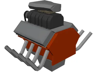 Funny Car Engine 3D Model preview
