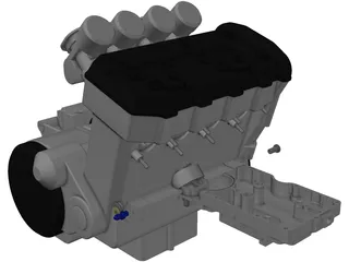 Kawasaki Engine and Sump 3D Model preview