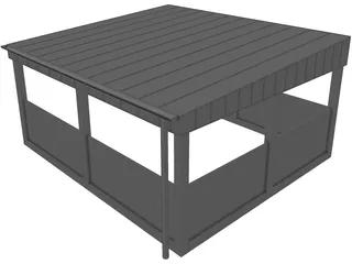 Carport with Metal Roof 3D Model preview