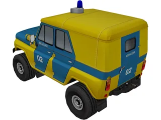 UAZ 469 Police 3D Model preview