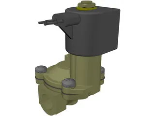 Solenoid Valve with 12V DC Coil 3D Model preview