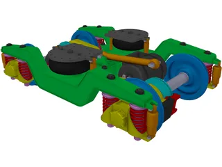 2 Axle Traction Rail Bogie 3D Model preview