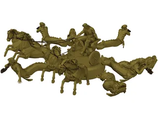 Chariot with Horses and other Creatures 3D Model preview