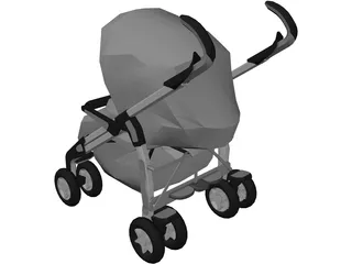 children Baby Carriage 3D Model preview