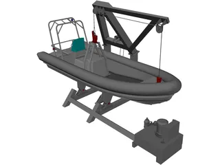 Davit and Inflatable Boat 3D Model preview