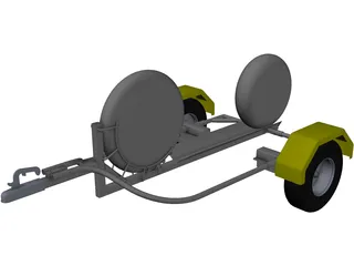 Collapsible Motorcycle Trailer 3D Model preview