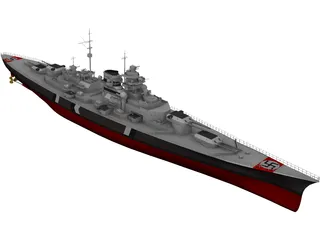 Battleship Tirpitz 3D Model preview