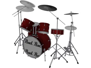 Pearl Drum Kit 3D Model preview