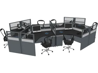 Office Table Workspace 3D Model preview