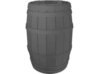 Wooden Barrel with Lids 3D Model preview