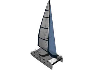 Catamaran Boat 3D Model preview