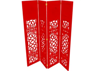 Oriental Red Panel 3D Model preview