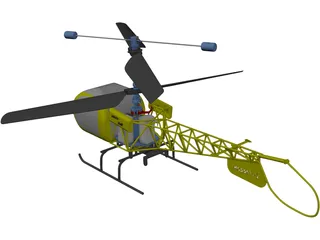 RC Helicopter Bell 47g 3D Model preview