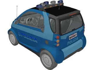 SMART Police Car 3D Model preview