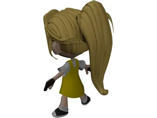 Cartoon Kid Girl 3D Model preview