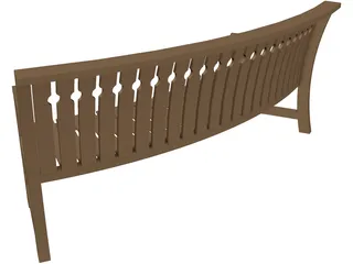 Curved Bench 3D Model preview