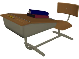 School Desk 3D Model preview