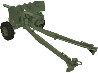 6 Pounder Anti-Tank Gun 3D Model preview