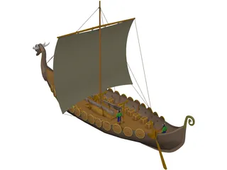 Dragon Longship with Sail 3D Model preview