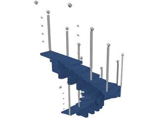 Stair Wood 3D Model preview
