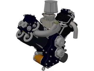 Generic V-Twin Gas Engine Assembly 3D Model preview
