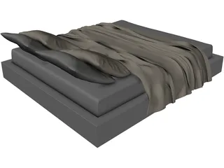 Queen Size Twin Bed 3D Model preview