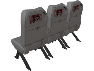 Airbus A320 Economy Seats 3D Model preview