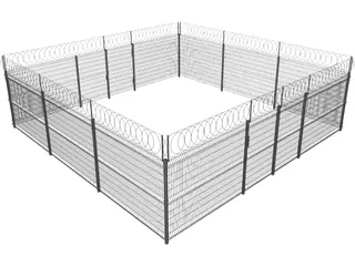 Metallic Fence 3D Model preview