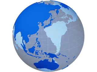 Globe Map Geopolitical Extruded 3D Model preview