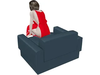 Female Sitting on Chair 3D Model preview