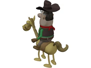 Cowboy with Horse 3D Model preview