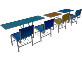 School Chairs 3D Model preview
