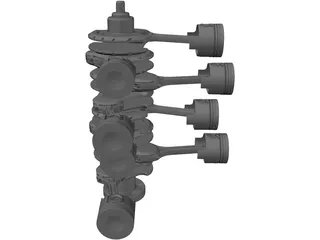 V8 Engine Crankshaft and Pistons 3D Model preview