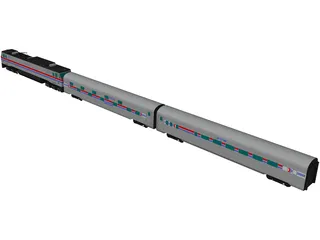 Amtrak Engine and Coachs 3D Model preview
