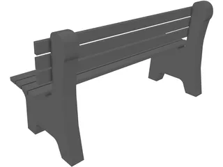 Bench Park and Slats 3D Model preview