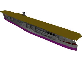IJN Kaga Aircraft Carrier 3D Model preview