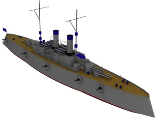Casemate Battleship 3D Model preview
