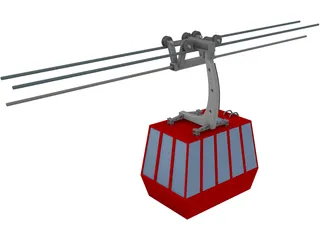 Three-Aerial Ropeway 3D Model preview