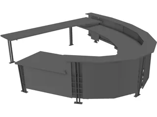 Desk Curved Reception 3D Model preview